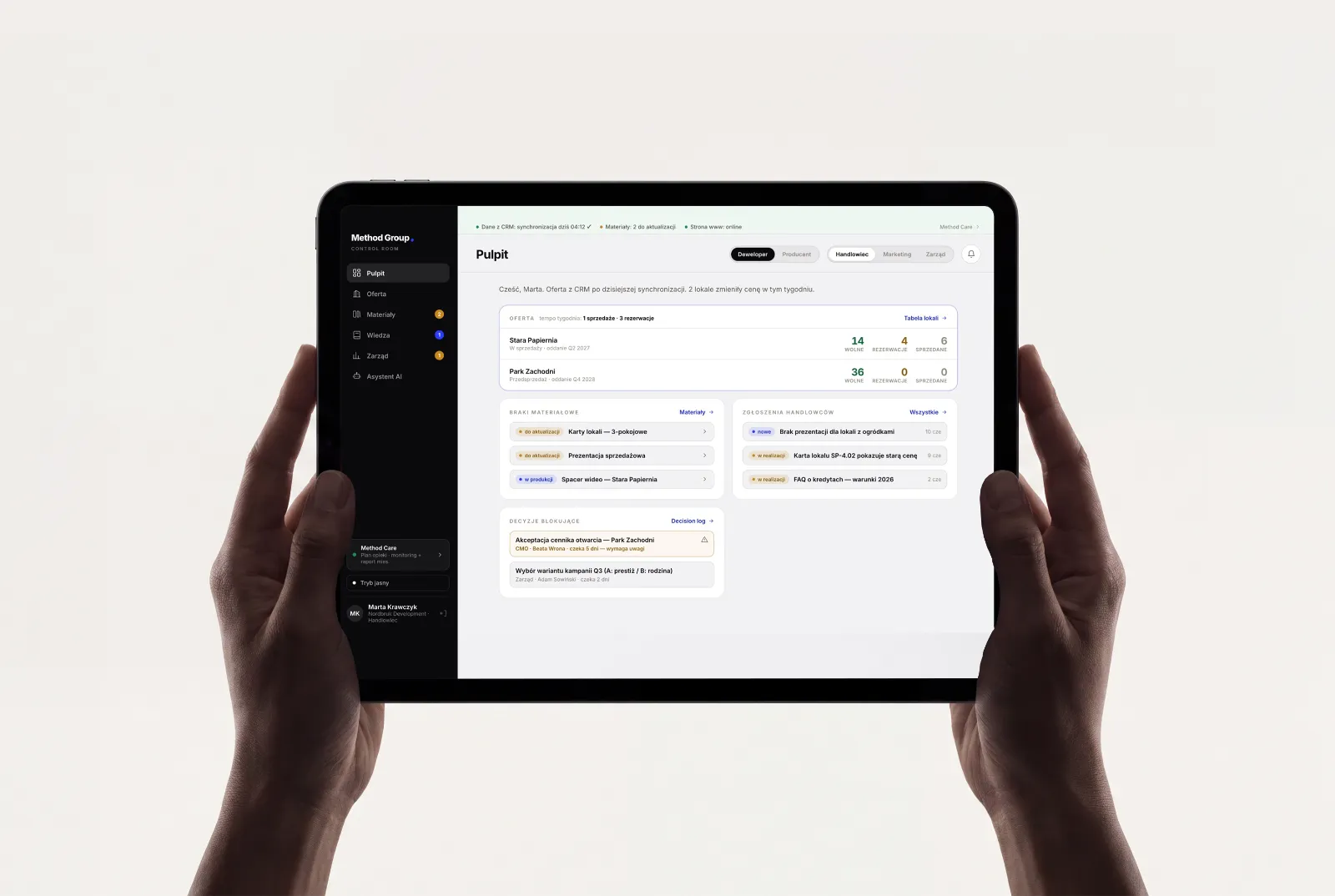 Method Creative Hub on a tablet
