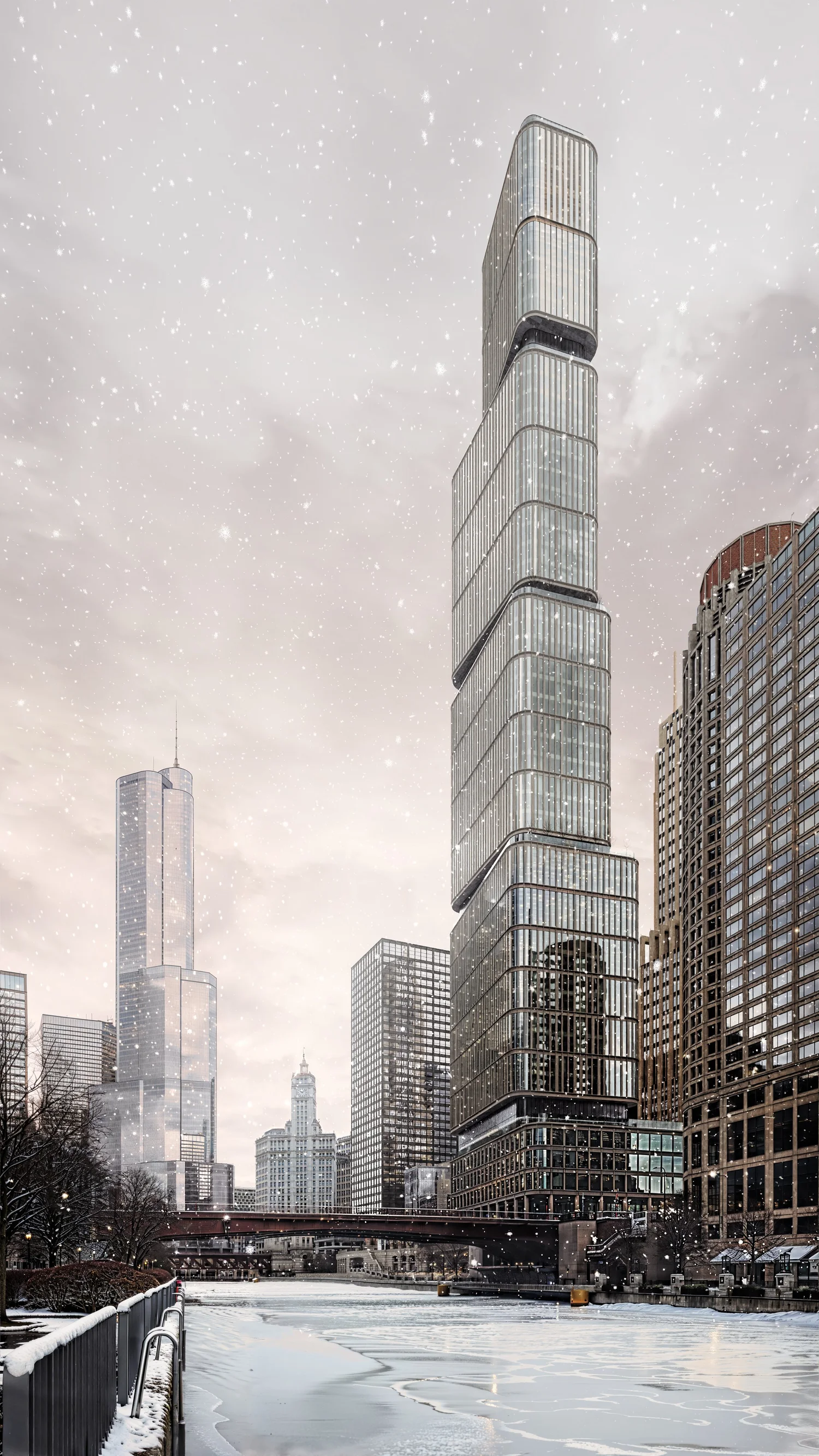 Northline Tower — wariant zima (ten sam kadr)